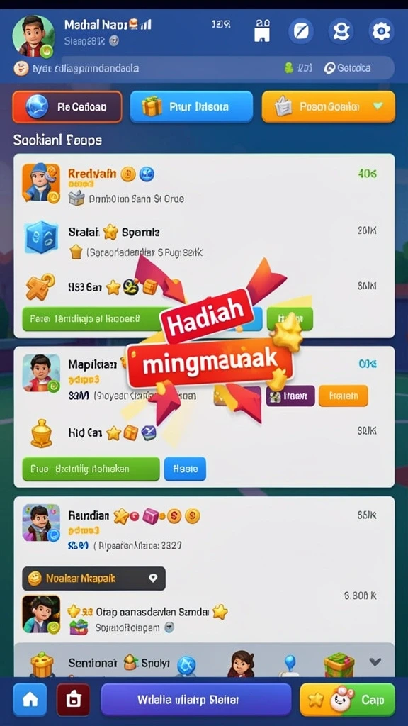 Fitur sosial yang memungkinkan interaksi dengan pemain lain.