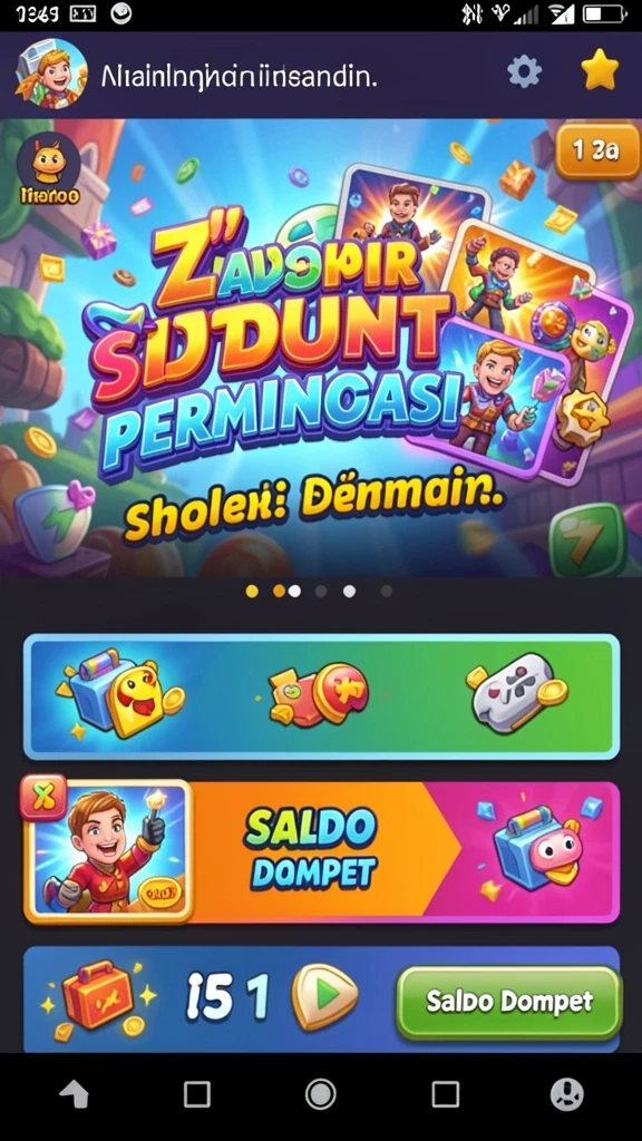 Screenshot menunjukkan tampilan level yang penuh warna dan menarik.