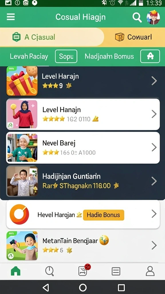 Tampilan menu utama yang menarik dan mudah dinavigasi.
