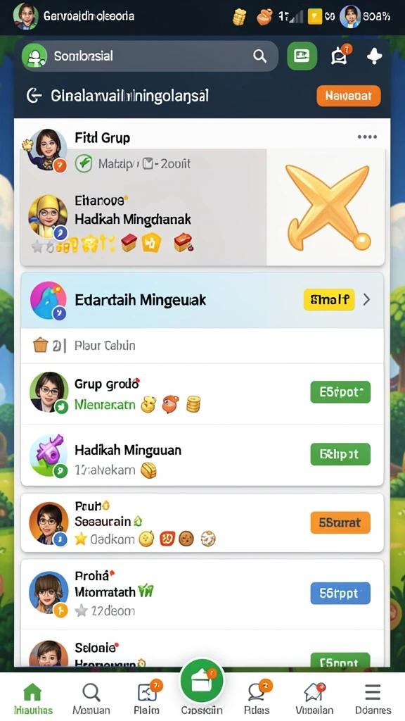 Screenshot yang menunjukkan berbagai mode permainan yang tersedia.